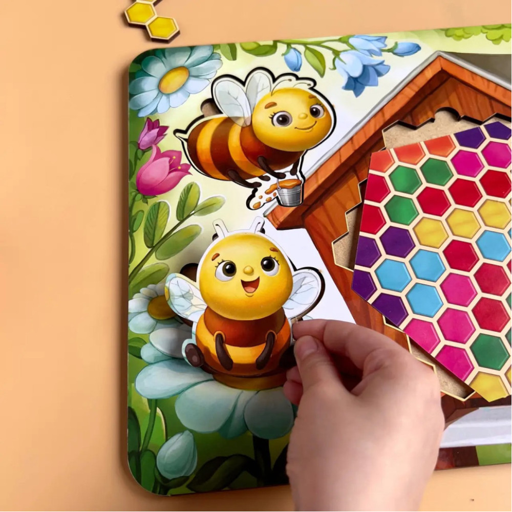 Деревянный пазл-вкладыш "Веселые пчелки" Ubumblebees (ПСД165) PSD165 сортер-тетрис