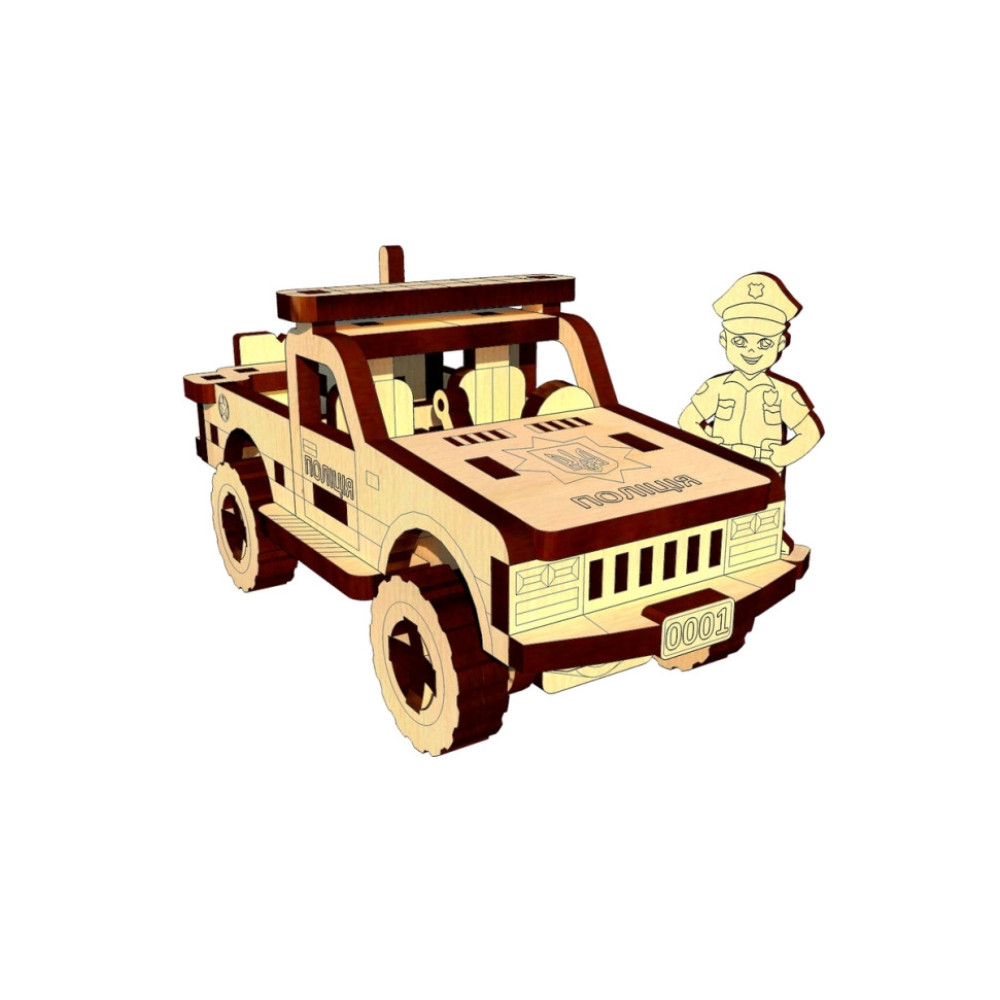 Деревянный мини конструктор "Полицейский Пикап" OPZ-011, 61 деталь