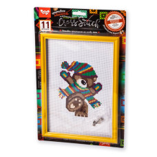 Набор для вышивки крестиком на канве "Медвежонок с шарфом" VKB-01-11, 11 цветов ниток