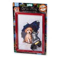 Набор для вышивки крестиком на канве "Друзья под зонтом" VKB-01-15, 12 цветов ниток