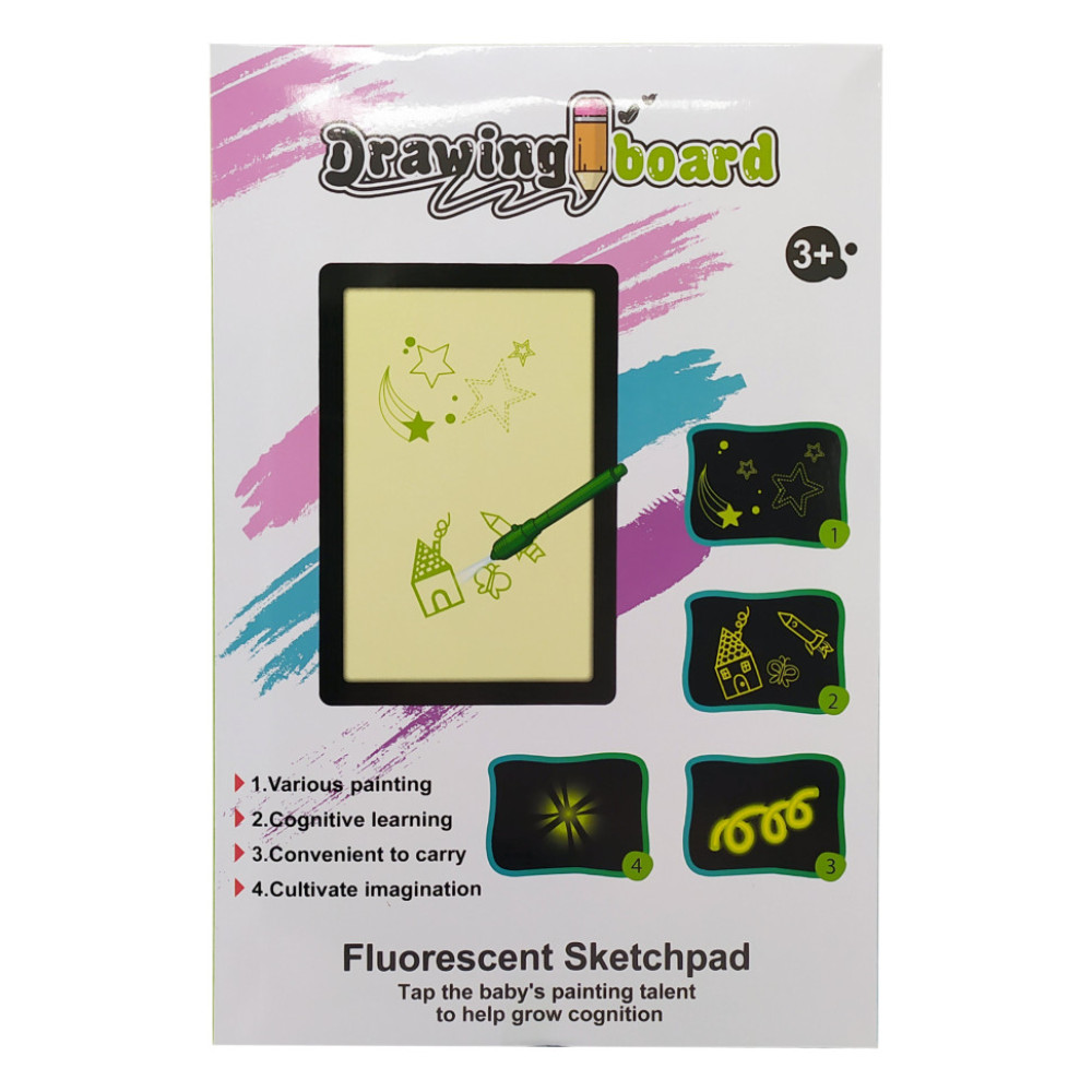 Досточка для малювання F66-A4 малюй світлом, маркер-ліхтарик, трафарет.