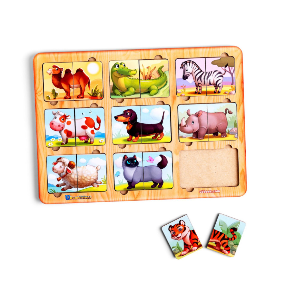 Дерев'яний пазл-сортер "Дивовижні звірятка" Ubumblebees (ПСД162) PSD162, 9 тварин