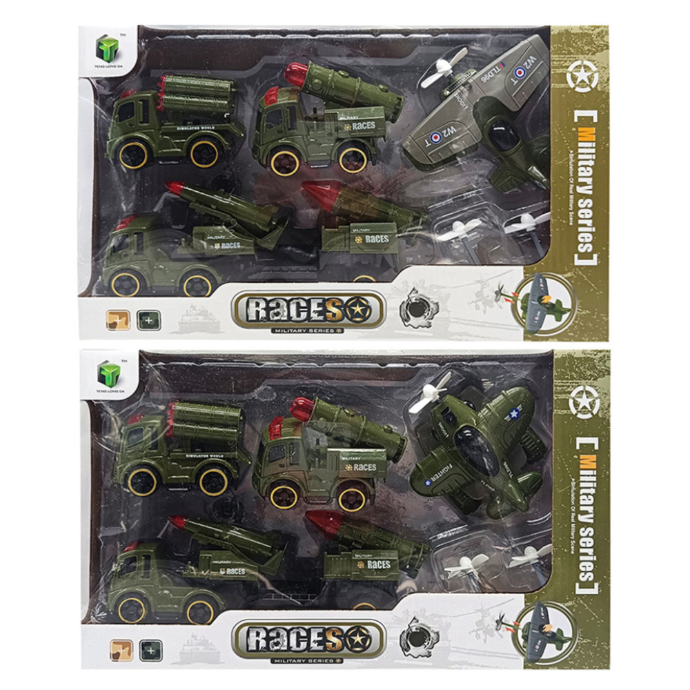 Набор военного транспорта 2625A-4, 3 машинки, 1 самолет