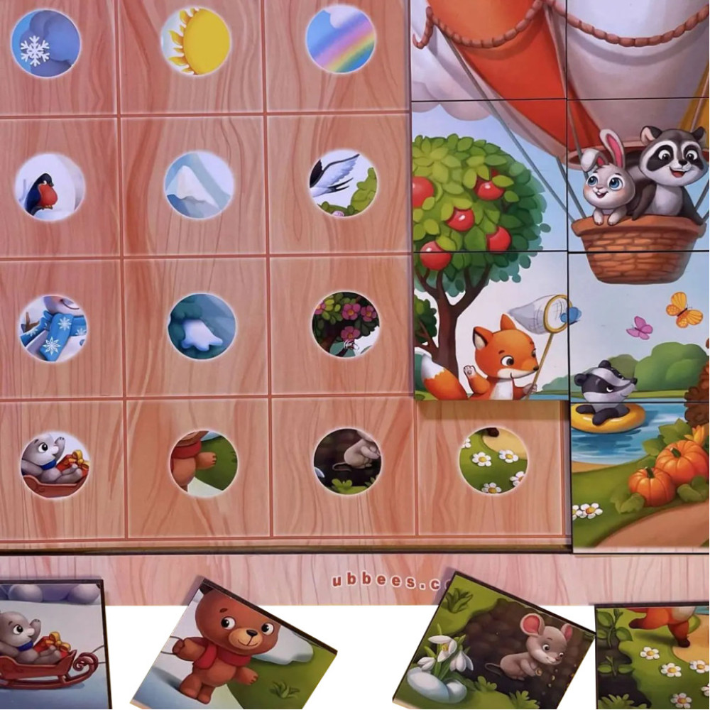 Настольный развивающий Пазл-вкладыш"Времена года" (ПСД241) PSD241 подсказка-фон