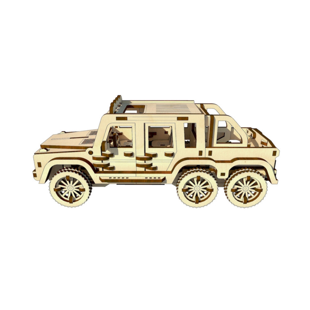 Дерев'яний конструктор "Пікап 6х6" OPZ-001, 174 деталі