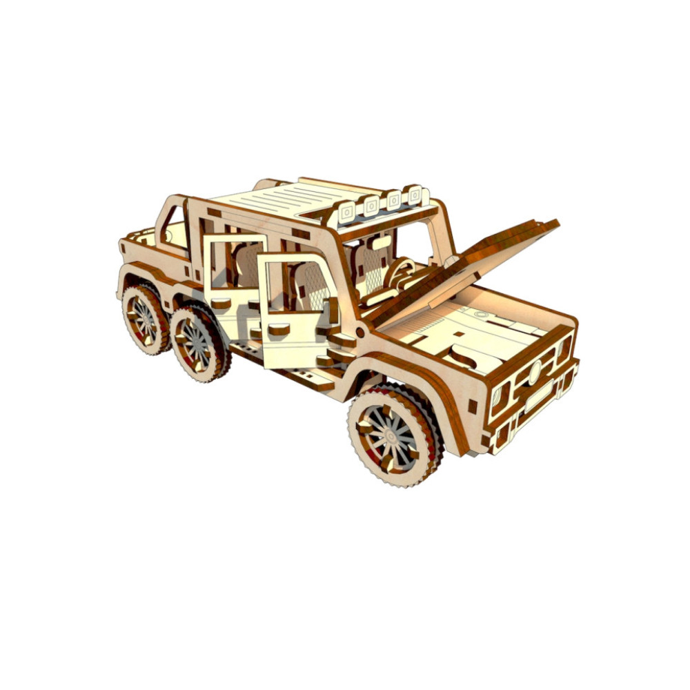 Дерев'яний конструктор "Пікап 6х6" OPZ-001, 174 деталі