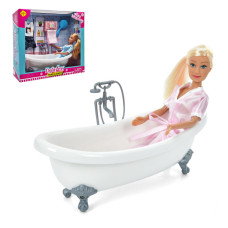 Детская кукла с ванночкой DEFA 8444 полотенце, расческа, одежда