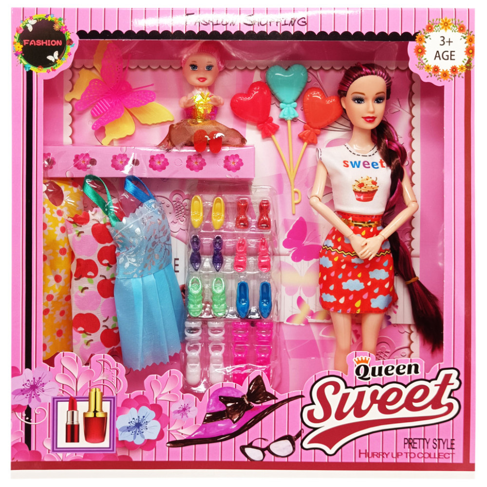 Ігровий набір Лялька з донькою "Quenn Sweet" 313K43 (Orange-Blue) з аксесуарами