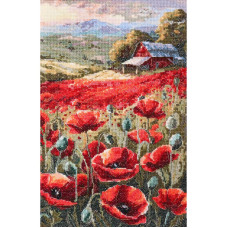 Набір для вишивання хрестиком «Маки на заході сонця» AH-221 з п'яльцями