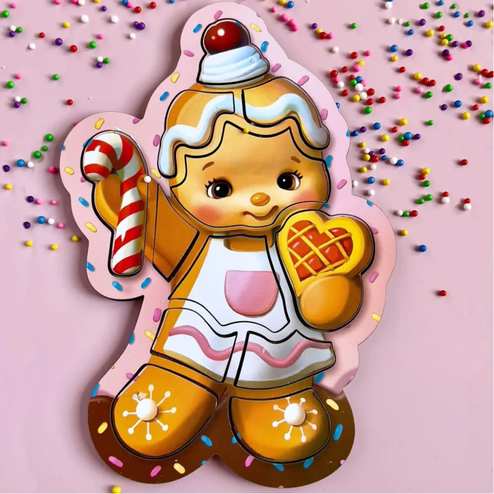 Деревянный пазл-вкладыш "Новогоднее печенье" (ПСФ149) PSF149