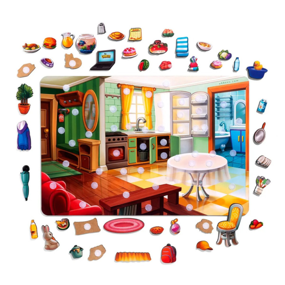 Дерев'яний пазл-вкладиш "Наведи порядок у кімнаті та нагодуй Ваню" (ПСД271) PSD271