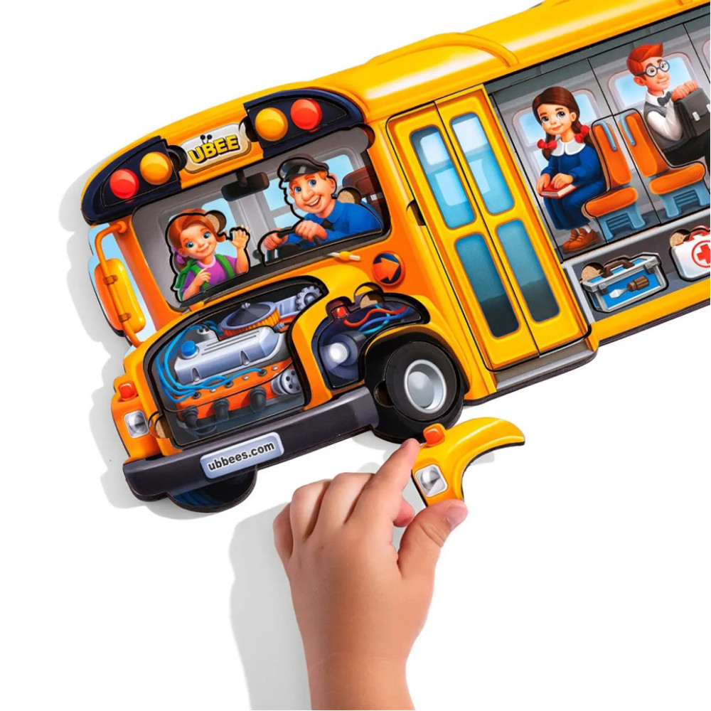 Дерев'яний пазл-вкладиш "Шкільний автобус" (ПСД270) PSD270