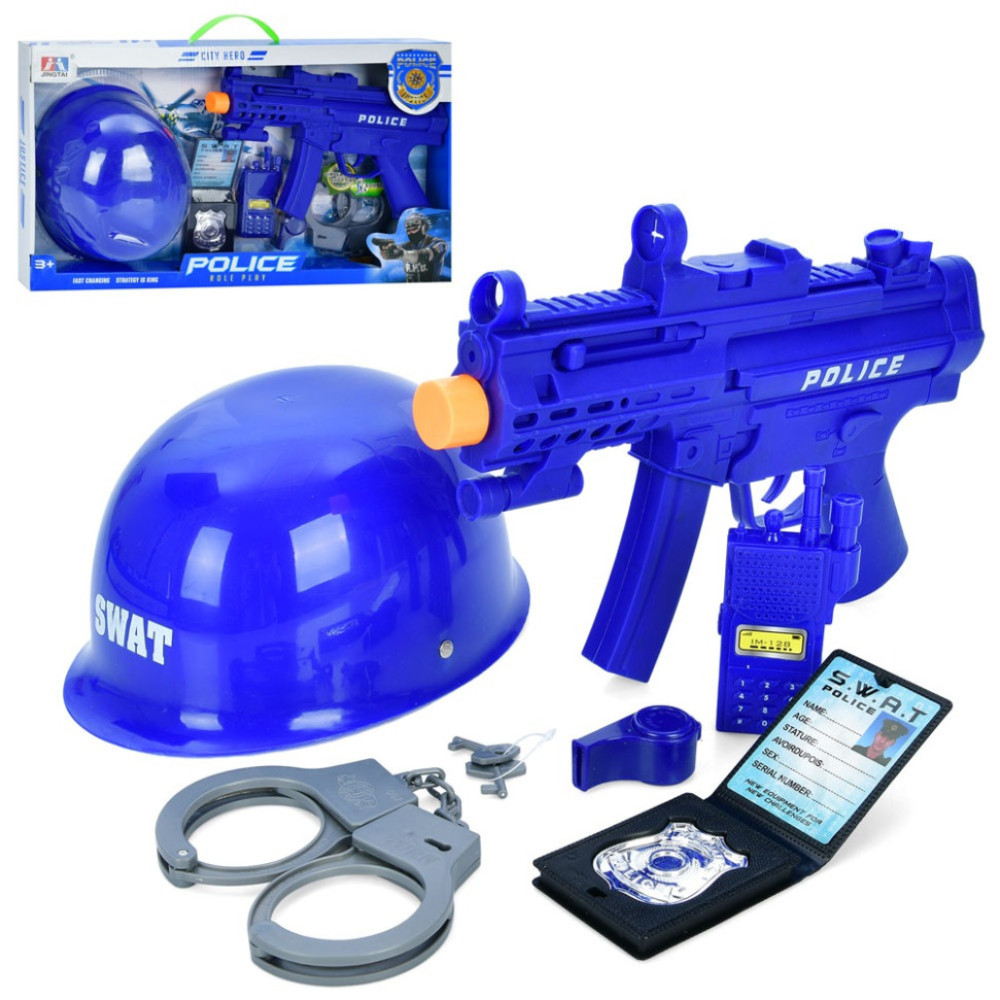 Дитячий набір поліцейського P11 автомат, каска, наручники, рація