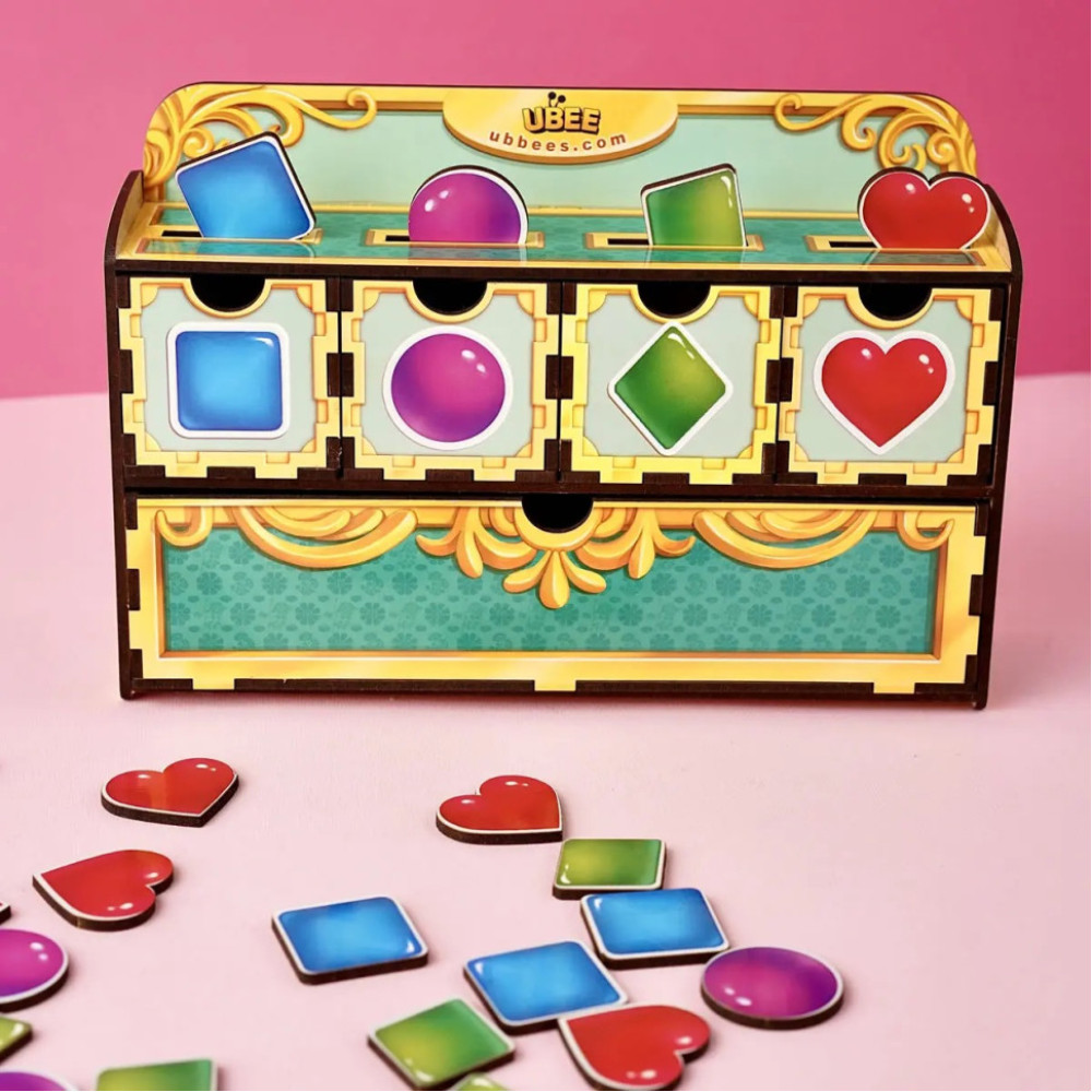 Деревянная настольная игра "Фигуры" Ubumblebees (ПСД072) PSD072 сортер-комодик