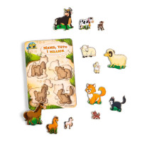 Деревянный пазл-вкладыш "Семья-домашние животные" Ubumblebees (ПСД077) PSD077 больше-меньше