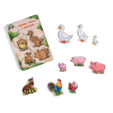 Дерев'яний пазл-вкладиш "Сім'я-домашні тварини-2" Ubumblebees (ПСФ003) PSF003 більш-менш