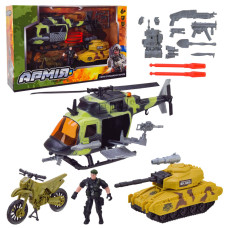 Игрушечный набор Военный BL2313 танк, вертолет, аксессуары