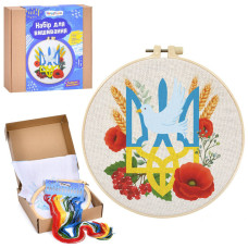 Дитячий набір для вишивання "Україна/маки/пшениця/Тризуб" DYEK1023 п'яльце 20 см