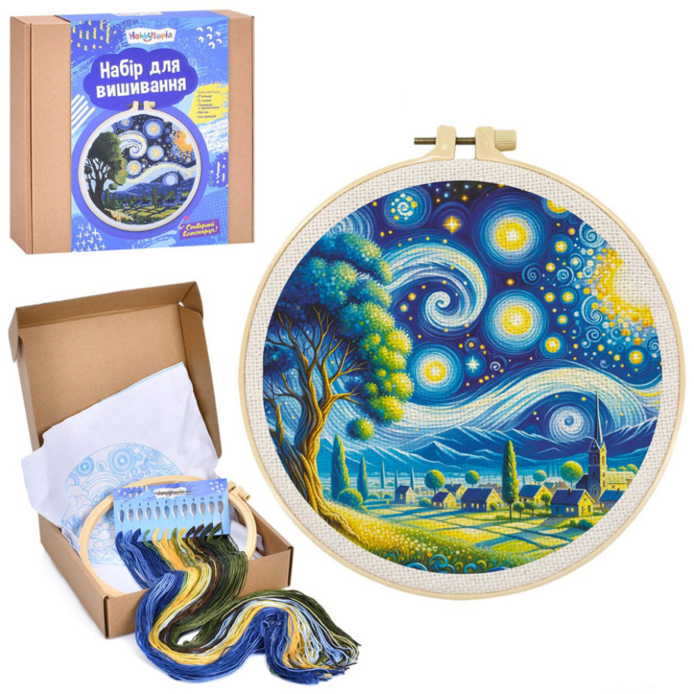 Детский набор для вышивания "Ночь" DYEK1009 пяльце 20 см